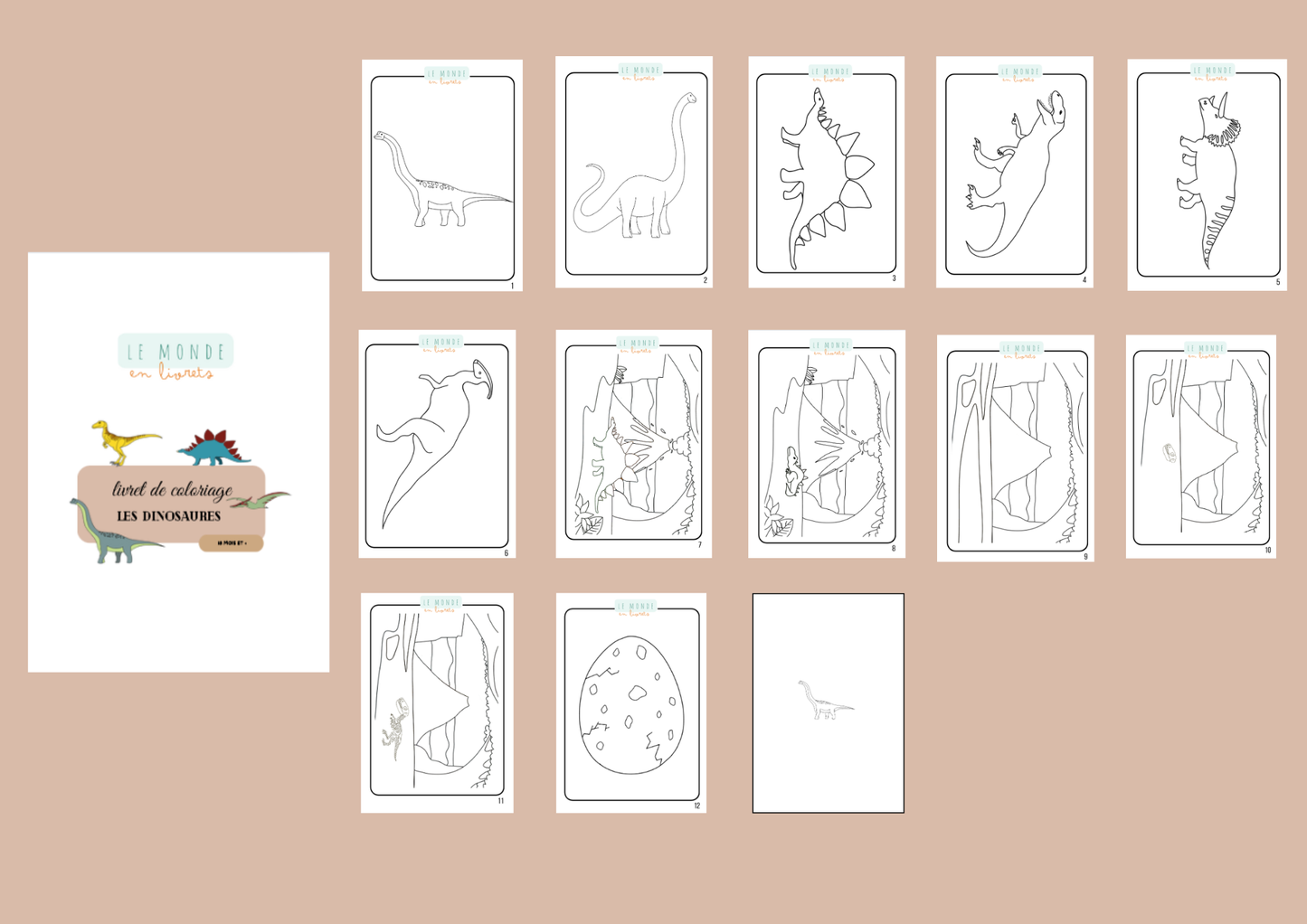 Image du pack de coloriage les dinosaures sur la boutique Le Monde en Livrets