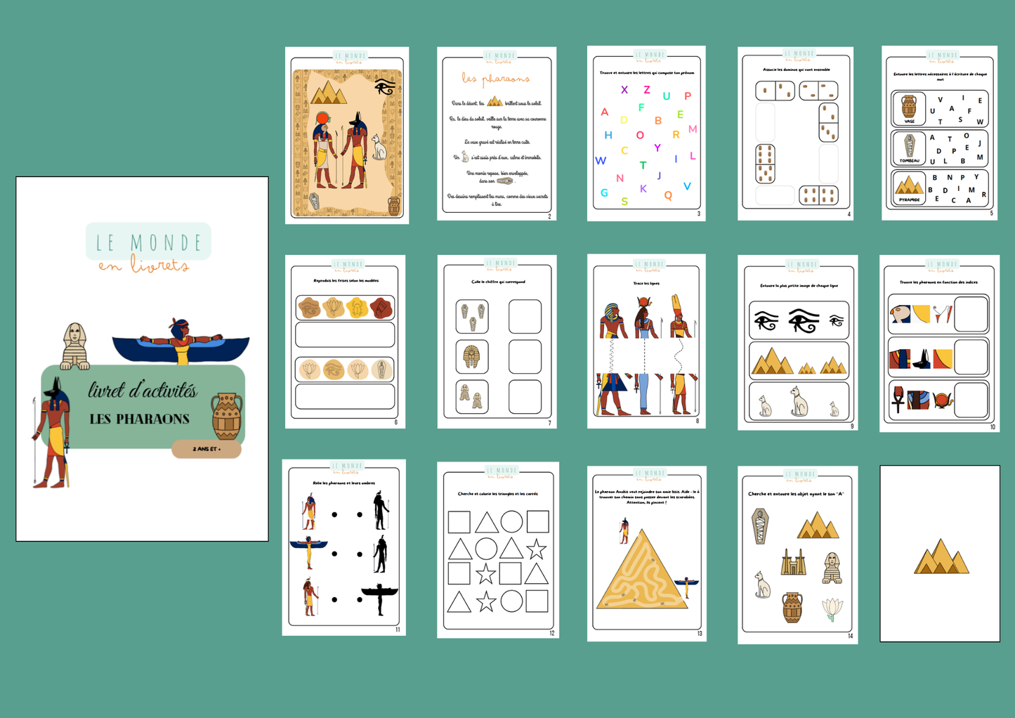 Image de la presentation du livret d'activite pharaons 