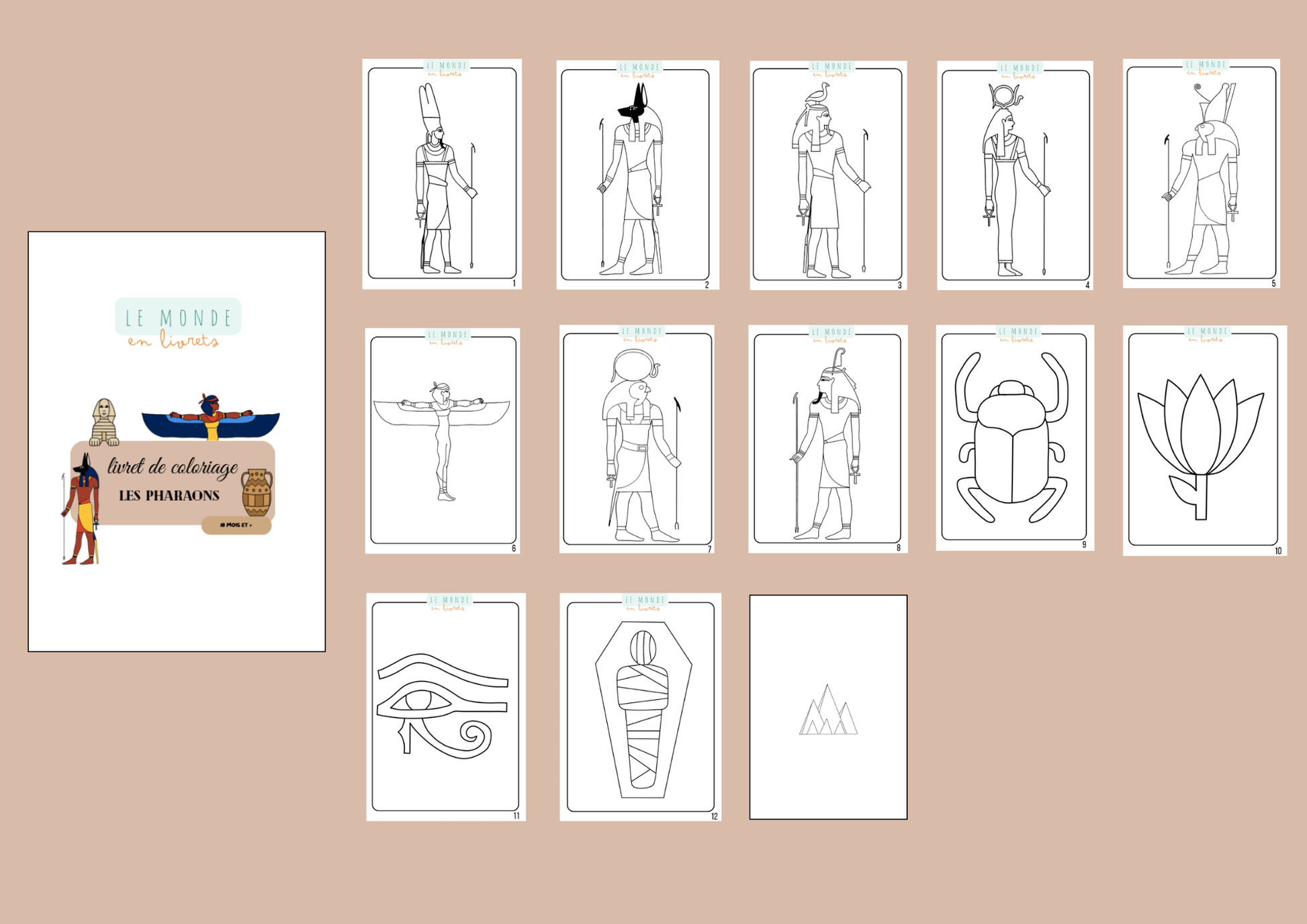 Image du livret de coloriage sur le theme des pharaons