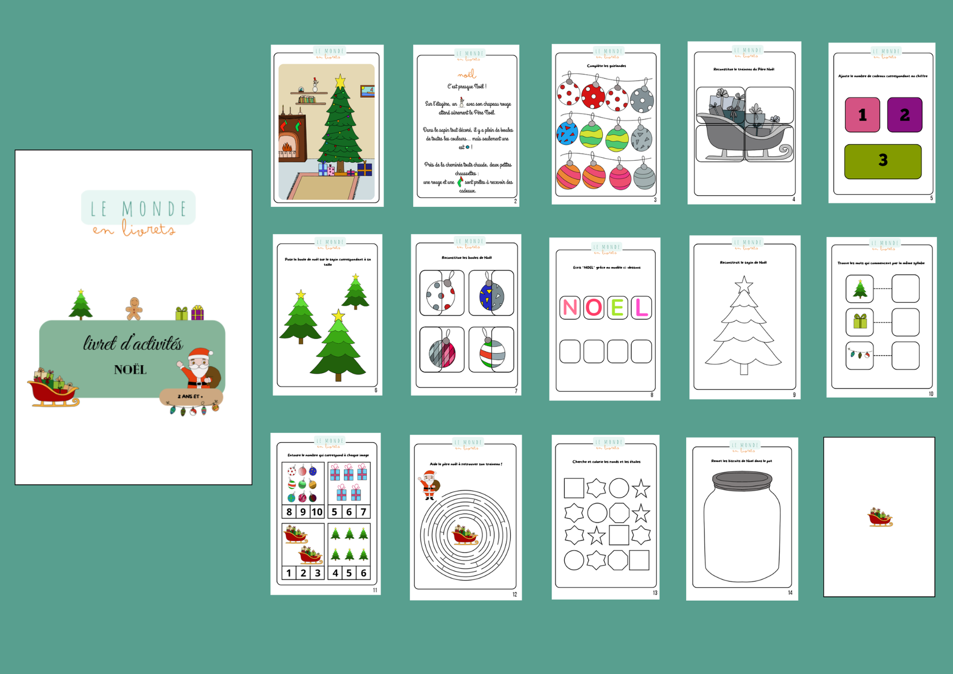 Image de l'integralite du livret d'activite de noel realise par le monde en livrets