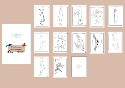 Image du livret de coloriage sur les fonds marins dessiné par le Monde en Livrets